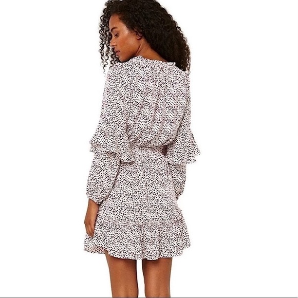 NWT MISA LOS ANGELES Polka Dot Puffed Long Sleeve Tie Waist Ruffled Mini Dress S - Picture 4 of 10